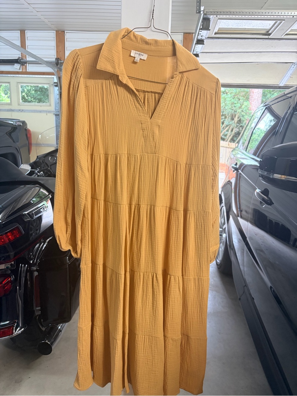 Umgee Mustard Tiered Maxi Dress